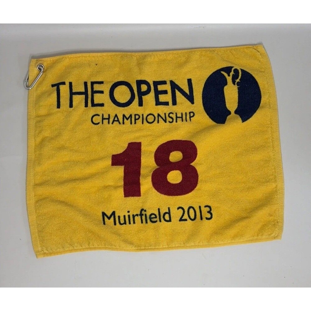The Open Championship 2013 Muirfield Claret Jug 18th Green Yellow Pin Towel